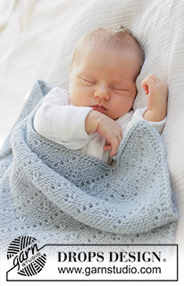 Misty Lace Blanket / DROPS Baby 51-5 - Kötött takaró babáknak, DROPS Alpaca fonalból, A darabot lustakötéssel kötjük, oda-vissza haladva, az egyik sarkától a másik sarkáig csipkemintával, lustakötéssel és zsinórkötéssel.