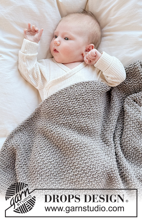 Dreamstone Blanket / DROPS Baby 51-7 - Kötött takaró babáknak, DROPS Belle fonalból A darabot oda-vissza haladva készítjük rizsmintával.