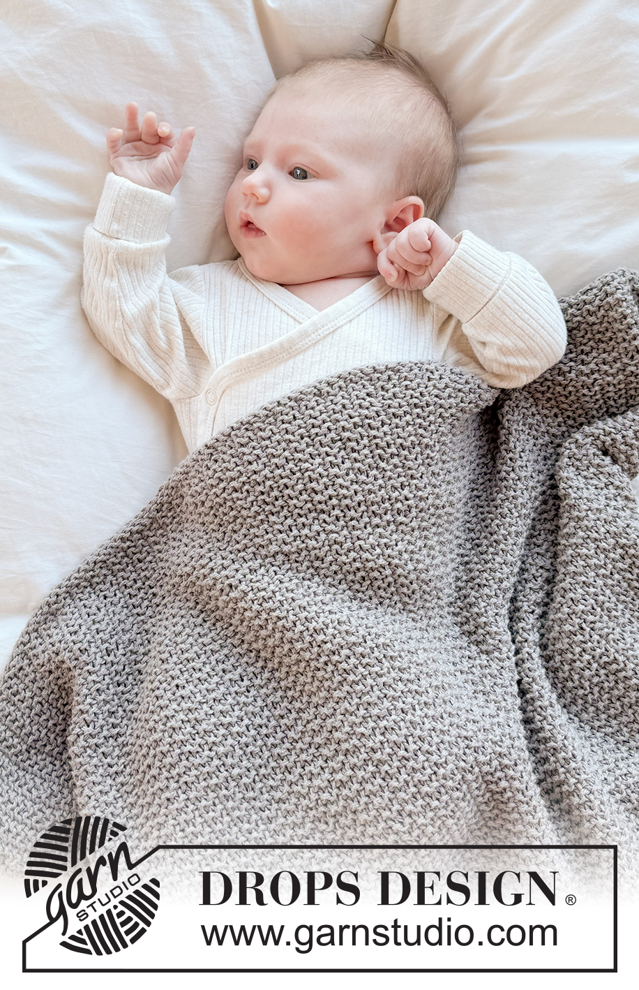Dreamstone Blanket / DROPS Baby 51-7 - Kötött takaró babáknak, DROPS Belle fonalból A darabot oda-vissza haladva készítjük rizsmintával.
