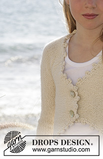 Little Finch / DROPS Children 15-1 - In Krausrippe gestrickte DROPS Jacke in „Alpaca“ mit Häkelkante in „Silke-Alpaca“ oder BabyAlpaca Silk