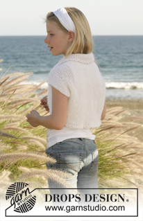 Spring Shrug / DROPS Children 15-5 - Knitted shrug in garter st, with crochet edge in DROPS Alpaca and DROPS Vivaldi. Size children 5 to 14 years.
