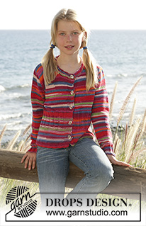 Stripes and Tails / DROPS Children 15-7 - Knitted cardigan with rib in DROPS Muskat Soft. Size children 5 to 14 years.