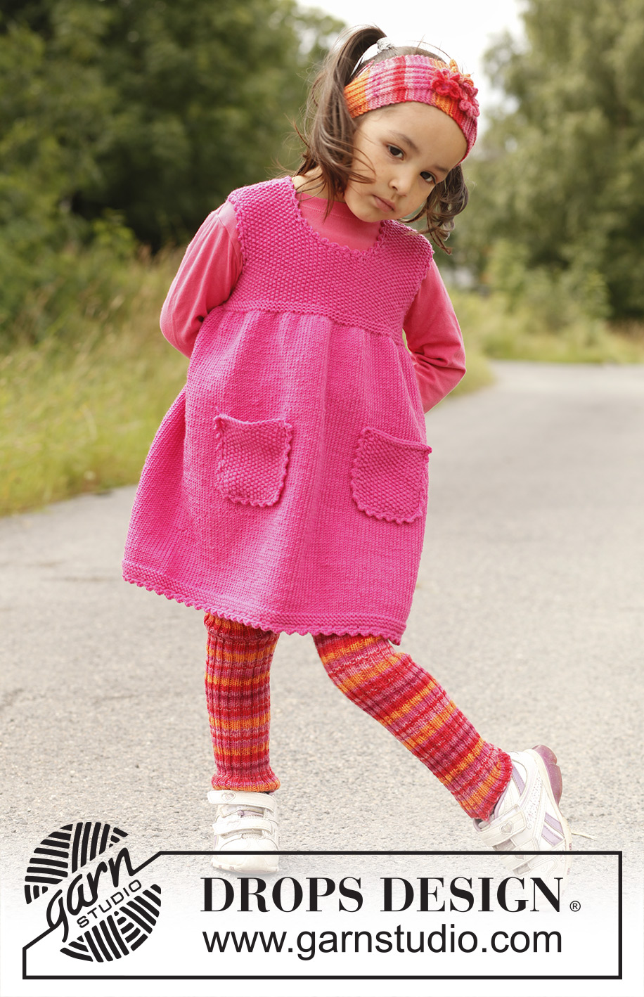 Lyrah / DROPS Children 22-10 - DROPS Tunika mit Taschen in ”Merino Extra Fine”. Grösse 3 bis 12 Jahre.