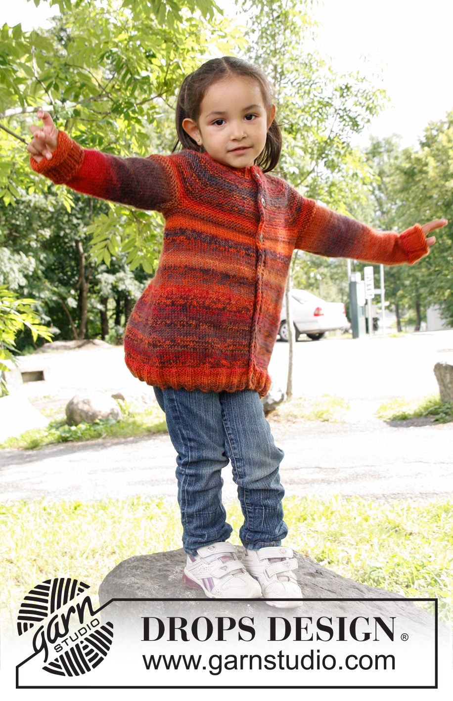 Firefly / DROPS Children 22-14 - Cárdigan de punto con raglán en 2 hilos DROPS Delight. Tallas para niños, 3 a 12 años.