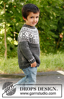David / DROPS Children 22-15 - Stickad tröja i DROPS Karisma eller Merino Extra Fine stickad uppifrån och ner med runt ok och nordiskt mönster. Till barn stl 3 – 12 år