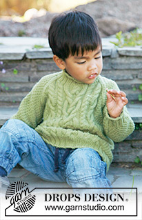 Igor / DROPS Children 22-43 - Knitted sweater with raglan, cables and double seed st in DROPS Merino Extra Fine. Size children 3 to 12 years