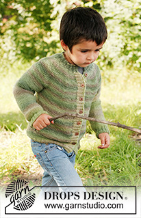 Heathcliff / DROPS Children 22-5 - Rillestrikket jakke med rundfelling i DROPS Delight. Til barn i størrelser fra 3 til 12 år