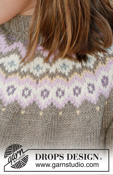 Silje jumper / DROPS Children 23-16 - Knitted jumper with round yoke and flounce in DROPS Merino Extra Fine. Size children 3 to 12 years.