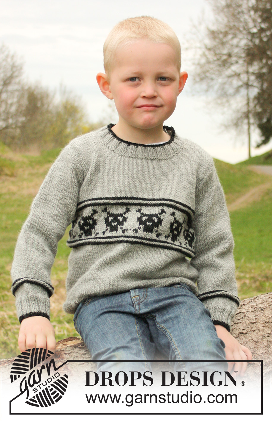Captain Jack / DROPS Children 23-26 - Knitted sweater with skulls in DROPS Lima. Size children 3 to 12 years.