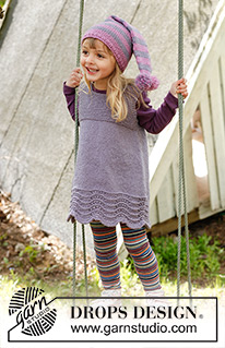 Tuva / DROPS Children 23-6 - Knitted children's hat with stripes and pompom in DROPS Karisma.