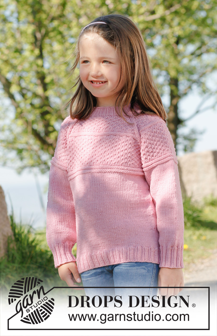 Paulina / DROPS Children 23-7 - Knitted sweater with raglan, worked top down in DROPS Merino Extra Fine. Size children 3 to 12 years.