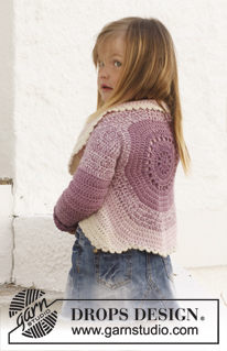 Princess Petal / DROPS Children 24-1 - Virkad cirkelkofta i 2 trådar DROPS BabyAlpaca Silk till barn stl 3 – 12 år