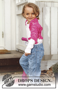 Abby / DROPS Children 24-13 - Crochet bolero with lace pattern in DROPS Safran. Size children 3 - 12 years.