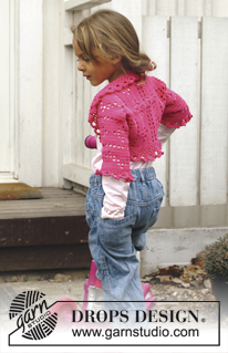 Abby / DROPS Children 24-13 - Crochet bolero with lace pattern in DROPS Safran. Size children 3 - 12 years.