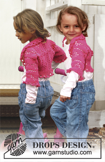 Abby / DROPS Children 24-13 - Crochet bolero with lace pattern in DROPS Safran. Size children 3 - 12 years.