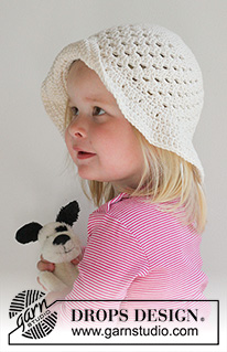 Lovely Lisa / DROPS Children 24-27 - Crochet summer hat in DROPS Paris. Size children 3 - 12 years.