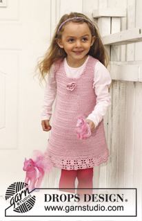 Candy Rose / DROPS Children 24-29 - Crochet dress with lace pattern in DROPS Muskat. Size children 3 - 12 years.