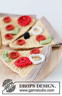 Pizza Party / DROPS Children 24-44 - Crochet pizza with toppings in DROPS Paris