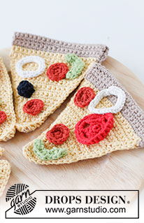 Pizza Party / DROPS Children 24-44 - Crochet pizza with toppings in DROPS Paris
