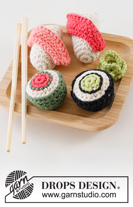 Tokyo / DROPS Children 24-45 - Sushi et maki au crochet, avec wasabi, en DROPS Paris