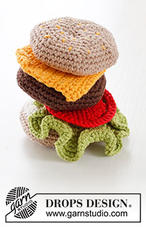 Cheese Royale / DROPS Children 24-47 - Crochet hamburger in DROPS Paris. 