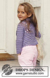 Lovely Lily / DROPS Children 24-6 - Gehaakt cirkelvest met kantpatroon en lange mouwen in DROPS Paris. Maat kinderen 3 - 12 jaar.