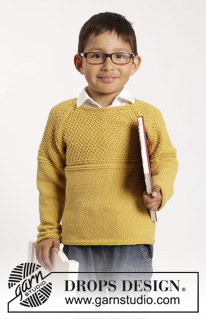 Clever Clark / DROPS Children 26-10 - Knitted sweater with raglan and textured pattern in DROPS Cotton Merino. Size children 1 - 10 years