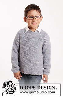 Modest Michael / DROPS Children 26-11 - Knitted sweater in garter st with round neck in DROPS Air. Size children 1 - 10 years.