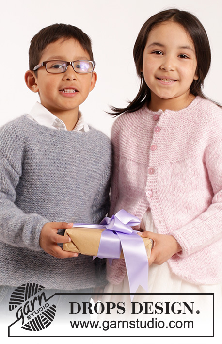 Precious Piper / DROPS Children 26-12 - Knitted cardigan in stockinette st and garter st with round yoke in DROPS Air or DROPS Paris. Size children 1 - 10 years.