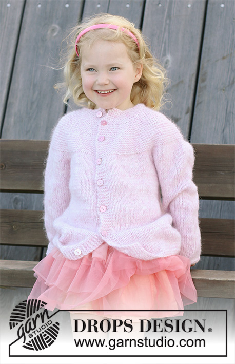 Precious Piper / DROPS Children 26-12 - Knitted cardigan in stockinette st and garter st with round yoke in DROPS Air or DROPS Paris. Size children 1 - 10 years.