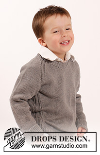 Funny Phil / DROPS Children 26-9 - Knitted sweater with raglan and v-neck in DROPS Belle. Size children 2 - 10 years