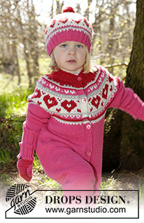 Warmhearted / DROPS Children 27-2 - Overall strikket ovenfra og ned med nordisk mønster og rundfelling i DROPS Merino Extra Fine til barn i størrelse 1 - 6 år
