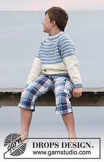 Water Stripes / DROPS Children 27-25 - Knitted jumper with raglan in DROPS Merino Extra Fine or Sky. 
Size children 3-14 years