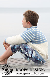 Water Stripes / DROPS Children 27-25 - Knitted jumper with raglan in DROPS Merino Extra Fine or Sky. 
Size children 3-14 years