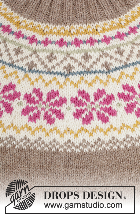 Prairie Fairy Jumper / DROPS Children 27-8 - Strikket bluse med rundt bærestykke og nordisk mønster i DROPS Lima til børn str 3 – 12 år