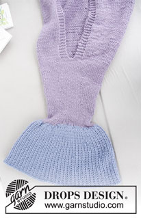 Cute Mermaid Blanket / DROPS Children 28-12 - Strikket havfrue-tæppe til børn. Størrelse 3-14 år. Arbejdet er strikket nedenfra og op i DROPS Snow