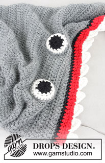 Shark Attack Blanket / DROPS Children 28-13 - DROPS Snow lõngast heegeldatud haikala tekk lastele. Suurus: 3-14 aastasele.