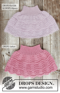 Princess Puff / DROPS Children 28-2 - Strikket skjørt med bølgemønster, volang og vrangbord i DROPS Kid-Silk og DROPS Alpaca eller DROPS Safran. Til barn i størrelse 2 - 10 år
