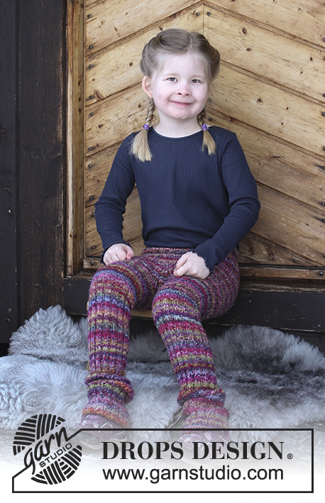 Winter Fable / DROPS Children 30-21 - Gestrickte Hose mit Rippenmuster für Kinder. Größe 2 - 12 Jahre. Die Arbeit wird gestrickt in 2 Fäden DROPS Fabel.