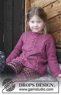 Ylva / DROPS Children 30-3 - Strikket bluse med snoninger og raglan til børn. Størrelse 2 - 12 år. Arbejdet er strikket i DROPS Air
