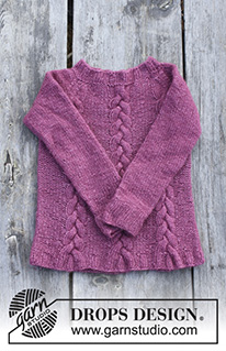 Ylva / DROPS Children 30-3 - Strikket bluse med snoninger og raglan til børn. Størrelse 2 - 12 år. Arbejdet er strikket i DROPS Air