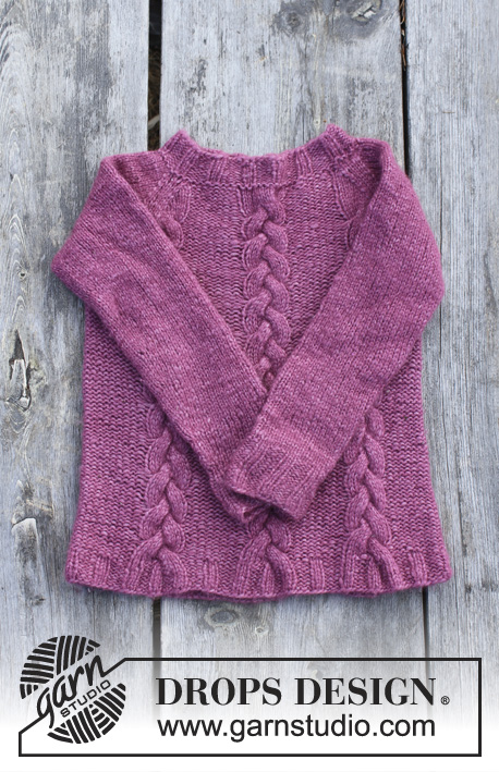 Ylva / DROPS Children 30-3 - Strikket bluse med snoninger og raglan til børn. Størrelse 2 - 12 år. Arbejdet er strikket i DROPS Air