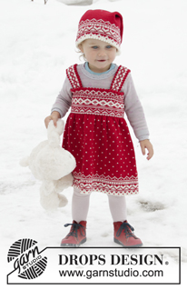 Miss Cookie / DROPS Children 32-2 - Knitted dress for babies and children in DROPS BabyMerino. The piece is worked top down with Nordic pattern. Sizes 6 months – 6 years.