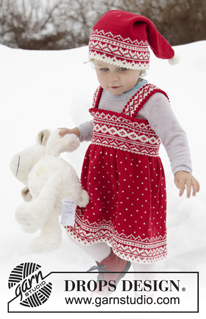 Miss Cookie / DROPS Children 32-2 - Knitted dress for babies and children in DROPS BabyMerino. The piece is worked top down with Nordic pattern. Sizes 6 months – 6 years.