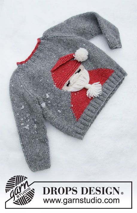 Sleepy Santa Sweater / DROPS Children 32-20 - Gestrickter Pullover mit Wintermotiv / Weihnachtspullover mit Weihnachtsmann für Kinder in DROPS Air oder Nepal gestrickt. Größe 2 – 12 Jahre. Thema: Weihnachten.