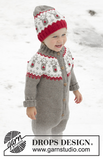 Run Run Rudolph / DROPS Children 32-3 - Strikket heldress til barn med rundfelling i DROPS Merino Extra Fine. Arbeidet er strikket ovenfra og ned med nordisk mønster. Størrelse 12 mnd – 6 år