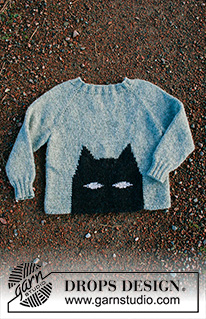 To the Rescue! / DROPS Children 34-16 - Knitted jumper for children with bat pattern in DROPS Sky. The piece is worked top down with raglan. Sizes 2-12 years.
