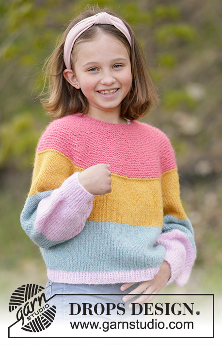 Candy Bar Jumper / DROPS Children 34-23 - Free knitting patterns