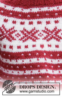 Candy Cane Lane Kids / DROPS Children 34-32 - Knitted sweater for kids with Nordic Fana pattern in DROPS Karisma or DROPS Lima. Piece is knitted top down. Size 2-12 years.