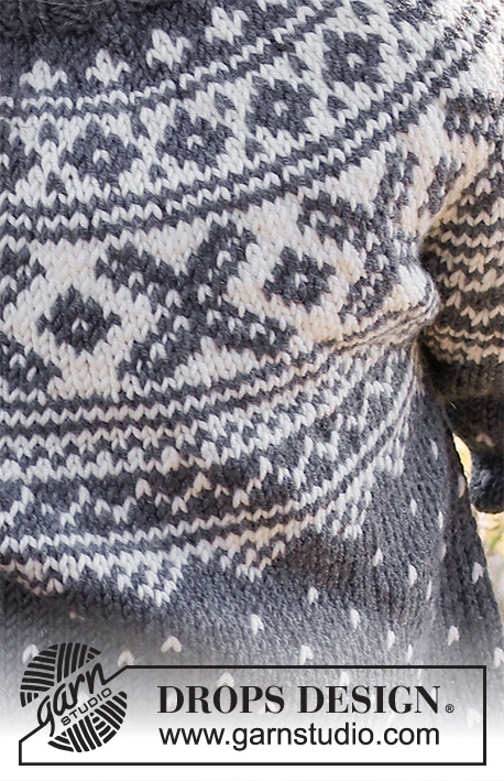 North Star / DROPS Children 37-1 - Strikket bluse til børn i DROPS Merino Extra Fine. Arbejdet strikkes oppefra og ned med rundt bærestykke og nordisk mønster. Størrelse 2 – 12 år.